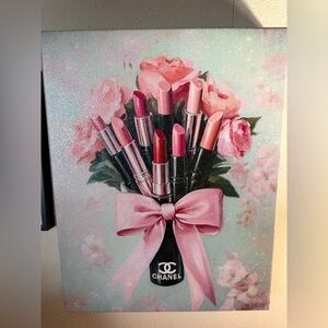 CHANEL Lipstick Bouquet with Pink Roses Canvas